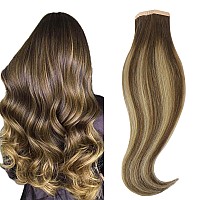 Hotbanana Tape In Hair Extensions 24 Inch Tape In Hair Extensions Human Hair 20Pcs 50G Chocolate Brown Mixed Caramel Blonde Bal