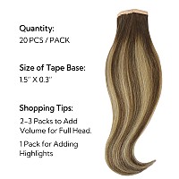 Hotbanana Tape In Hair Extensions 24 Inch Tape In Hair Extensions Human Hair 20Pcs 50G Chocolate Brown Mixed Caramel Blonde Bal