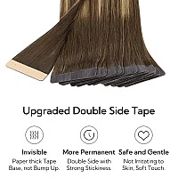 Hotbanana Tape In Hair Extensions 24 Inch Tape In Hair Extensions Human Hair 20Pcs 50G Chocolate Brown Mixed Caramel Blonde Bal