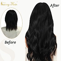 Sunny Wire Hair Extensions Black Invisible Wire Real Human Hair Extensions Jet Black Fish Line Hair Extensions Black Hair Piece