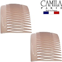 Camila Paris Cp2947 French Hair Side Comb Small Rounded Nude French Twist Hair Combs Decorative Strong Hold Hair Clips For W