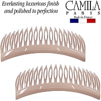 Camila Paris Cp2947 French Hair Side Comb Small Rounded Nude French Twist Hair Combs Decorative Strong Hold Hair Clips For W