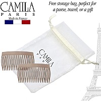 Camila Paris Cp2947 French Hair Side Comb Small Rounded Nude French Twist Hair Combs Decorative Strong Hold Hair Clips For W