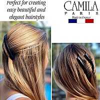 Camila Paris Cp2910 French Side Combs Large Curved Black French Twist Hair Combs Decorative Strong Hold Hair Clips For Women B