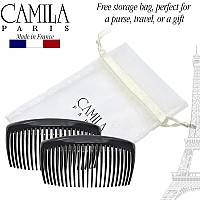 Camila Paris Cp2910 French Side Combs Large Curved Black French Twist Hair Combs Decorative Strong Hold Hair Clips For Women B