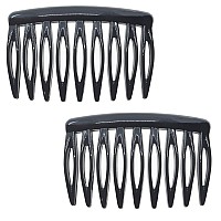 Camila Paris Cp2948 French Hair Side Comb Small Rounded Black French Twist Hair Combs Decorative Strong Hold Hair Clips For