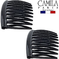 Camila Paris Cp2948 French Hair Side Comb Small Rounded Black French Twist Hair Combs Decorative Strong Hold Hair Clips For