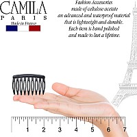 Camila Paris Cp2948 French Hair Side Comb Small Rounded Black French Twist Hair Combs Decorative Strong Hold Hair Clips For