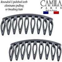 Camila Paris Cp2948 French Hair Side Comb Small Rounded Black French Twist Hair Combs Decorative Strong Hold Hair Clips For