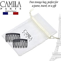 Camila Paris Cp2948 French Hair Side Comb Small Rounded Black French Twist Hair Combs Decorative Strong Hold Hair Clips For