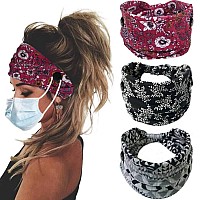 Bohend Boho Button Headband Wide Stretchy Daily Use Knotted Headwear Sport Athletic Yoga