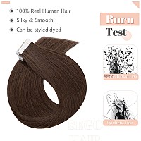 Sego Tape In Hair Extensions Human Hair 16 Inch Medium Brown 20Pcs 50G Straight Natural 100 Remy Rooted Seamless Skin Weft Invi