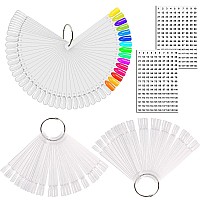 Jassins 150 Pcs Nail Swatch Sticks With Ring And Number Posted Clear Fanshaped Nail Art Polish Practice Display Tips Nail Samp