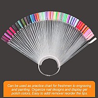 Jassins 150 Pcs Nail Swatch Sticks With Ring And Number Posted Clear Fanshaped Nail Art Polish Practice Display Tips Nail Samp