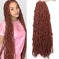 Leeven 24 Inch Long Ginger New Faux Locs Crochet Hair 18 Strandspack Copper Red Messy Soft Locs Crochet Braids 2 Packs Distress