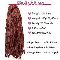 Leeven 24 Inch Long Ginger New Faux Locs Crochet Hair 18 Strandspack Copper Red Messy Soft Locs Crochet Braids 2 Packs Distress