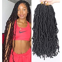 Leeven 24 Inch Long Messy Faux Locs Crochet Hair 2 Packs Natural Black Distressed Soft Locs Crochet Hair 18 Strandspack Preloo