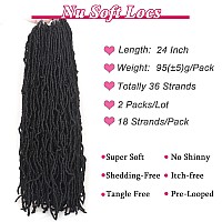 Leeven 24 Inch Long Messy Faux Locs Crochet Hair 2 Packs Natural Black Distressed Soft Locs Crochet Hair 18 Strandspack Preloo