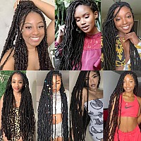 Leeven 24 Inch Long Messy Faux Locs Crochet Hair 2 Packs Natural Black Distressed Soft Locs Crochet Hair 18 Strandspack Preloo