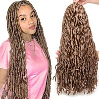 Leeven 24 Inch Messy New Faux Locs Crochet Braids Hair 7 Packs Blonde Distressed Soft Locs Crochet Hair For Women 18 Strandspac