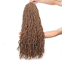 Leeven 24 Inch Messy New Faux Locs Crochet Braids Hair 7 Packs Blonde Distressed Soft Locs Crochet Hair For Women 18 Strandspac