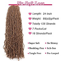 Leeven 24 Inch Messy New Faux Locs Crochet Braids Hair 7 Packs Blonde Distressed Soft Locs Crochet Hair For Women 18 Strandspac