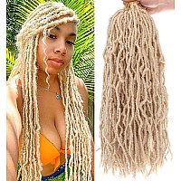 Leeven 24 Inch Blonde Goddess New Faux Locs Crochet Braids 7 Packs Prelooped Messy Soft Locs Crochet Hair 126 Strands Distresse