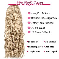 Leeven 24 Inch Blonde Goddess New Faux Locs Crochet Braids 7 Packs Prelooped Messy Soft Locs Crochet Hair 126 Strands Distresse