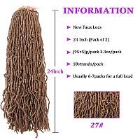 24 Inch New Faux Locs Hair 2Packs Prelooped Soft Locs Synthetic Crochet Twist Braiding Hair Most Natural Goddess Curly Wavy Cro