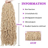 24 Inch Blonde New Faux Locs Hair 2Packs Synthetic Natural Wavy Curly Crochet Hair Prelooped Goddess Soft Locs Hair Extensions