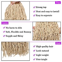 24 Inch Blonde New Faux Locs Hair 2Packs Synthetic Natural Wavy Curly Crochet Hair Prelooped Goddess Soft Locs Hair Extensions