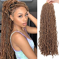 24 Inch 7 Packslot New Faux Locs Crochet Hair Prelooped Light Brown Soft Locs Crochet Twist Braiding Hair Synthetic Goddess Lo