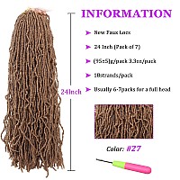 24 Inch 7 Packslot New Faux Locs Crochet Hair Prelooped Light Brown Soft Locs Crochet Twist Braiding Hair Synthetic Goddess Lo