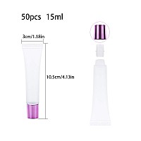 AJLTPA 50Pcs 15ml Lip Gloss Squeeze Tubes, Pink Purple Lip Gloss Containers Empty, Refillable Soft Clear Tubes for DIY Lipgloss Balm Cosmetic (Pink Purple)