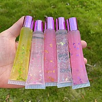 AJLTPA 50Pcs 15ml Lip Gloss Squeeze Tubes, Pink Purple Lip Gloss Containers Empty, Refillable Soft Clear Tubes for DIY Lipgloss Balm Cosmetic (Pink Purple)