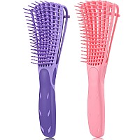 Ez 2 Pack Detangling Brush For Curly Afro Textured 3A To 4C Kinky Wavy Hair Exfoliating For Shiny Wetdrylong Thick Curls