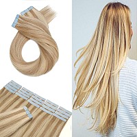 18 Inch Tape In Human Hair Extensions Body Wave Thin 50G 20Pcspack Seamless Skin Weft Glue In Wavy Human Hairpieces With Invisi