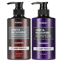 Kundal Natural Hair Shampoo And Conditioner Set Baby Powder Nourish Strengthen Repair Hair With Honey Argan Oil Macadami