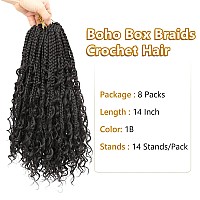 8 Packs Goddess Box Braids Crochet Hair14 Inch Crochet Box Braids Prelooped Boho Crochet Braids Hair Synthetic Braiding Hair E