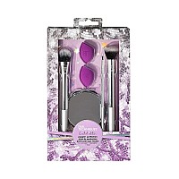 Real Techniques Poppin' Perfection Makeup Brush Set with Makeup Blender Beauty Sponges and Compact Makeup Mirror, Set of 6