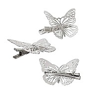 Obtanim Butterfly Hair Clips 12 Pcs Cute Metal Butterfly Hair Claw Pins Barrettes Accessories For Girls And Women Silver