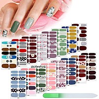 224 Pieces 16 Sheets Full Nail Wraps Nail Polish Stripes Nail Art Polish Stickers Selfadhesive Nail Art Decals With Nail File M