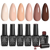 Beetles Gel Polish Nail Set 6 Colors Skin Tones Collection Nude Pink Gel Nail Polish Brown Neutral Soak Off Uv Led Lamp Needed Manicure Diy Home Gift For Girls