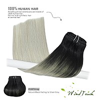 Windtouch Clip In Hair Extensions Human Hair 120G Balayage Natural Black Fading To Silver Gray 1Btgray Stainless Clips Thick Fu