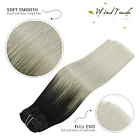 Windtouch Clip In Hair Extensions Human Hair 120G Balayage Natural Black Fading To Silver Gray 1Btgray Stainless Clips Thick Fu