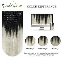 Windtouch Clip In Hair Extensions Human Hair 120G Balayage Natural Black Fading To Silver Gray 1Btgray Stainless Clips Thick Fu