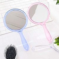 Topyhl Makeup Hand Mirror Doublesided 3X 1X Magnifying Large Travel Handheld Mirror Cosmetic Mirror Acrylic Clear Finish Round