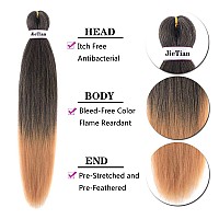 Pre Stretched Braiding Hair ombre Natural Black Blonde 8 Packs 22 Inch Synthetic Crochet Braids Hot Water Setting Professional Soft Yaki Texture Synthetic Hair Extensions(1B/27)