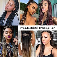 Pre Stretched Braiding Hair ombre Natural Black Blonde 8 Packs 22 Inch Synthetic Crochet Braids Hot Water Setting Professional Soft Yaki Texture Synthetic Hair Extensions(1B/27)