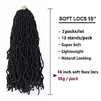 7 Packs Faux Locs Crochet Hair Prelooped 18 Inch Soft Locs Crochet Hair For Butterfly Locs Curly Wavy Goddess Locs Crochet Loc H